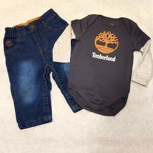 Timberland onesie/bodysuit and denim jeans set